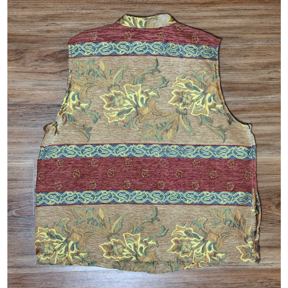 Cold Water Creek VTG Brocade Tapestry Vest Grannycore Cottage Core Pockets - L - Picture 2 of 7